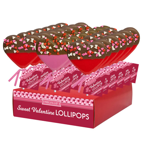 Choc-Dipped Confetti Heart Shaped Lollipops - Front & Company: Gift Store