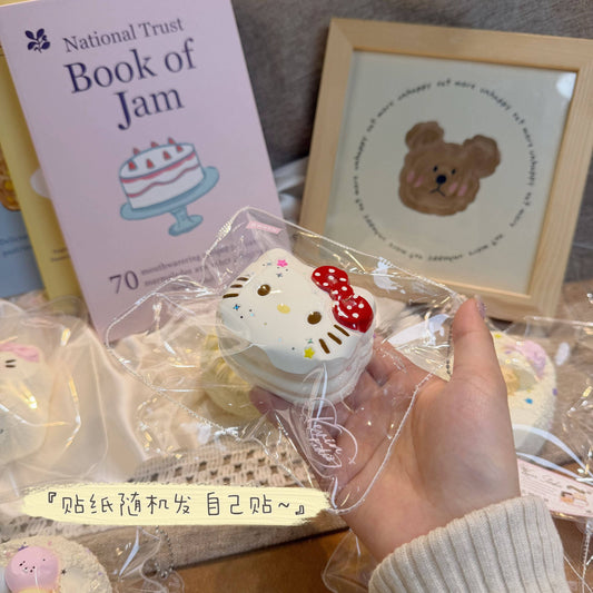 Star Face Hello Kitty Head Taba Squishy White Cute Kawaii Slow Rising Stress Relief Toy Soft Dry Cheese Clay Texture Kevin Studio