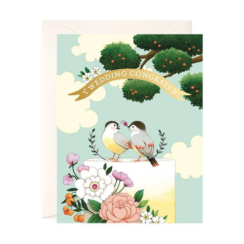 Birds on Cake Wedding Greeting Card - Front & Company: Gift Store