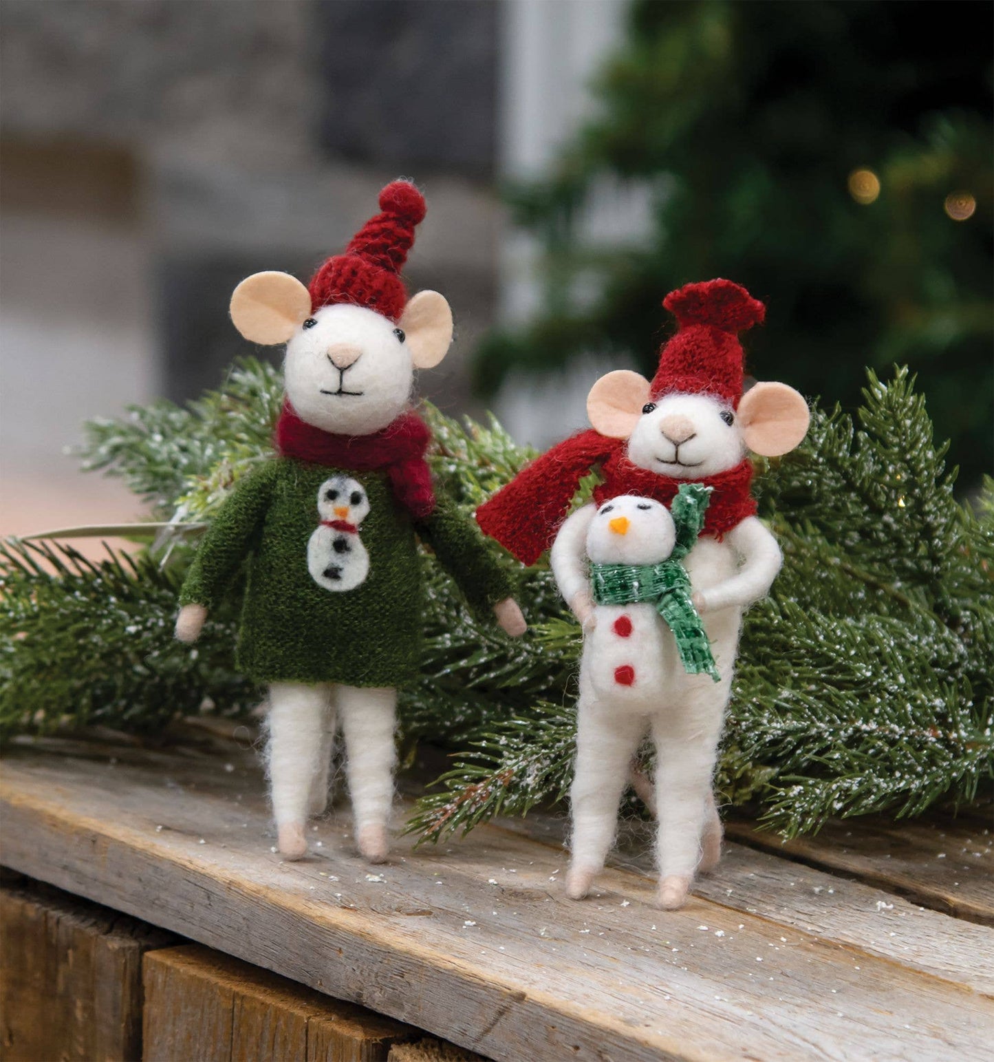 Christmas Snowman & Baby Felted Ornament
