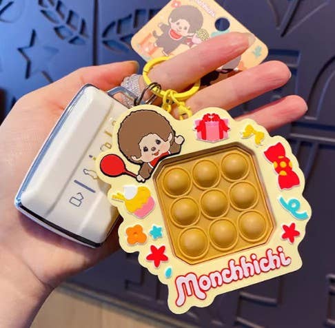 Monchhichi Push Pop Keychain – Sensory Fidget Bag Charm