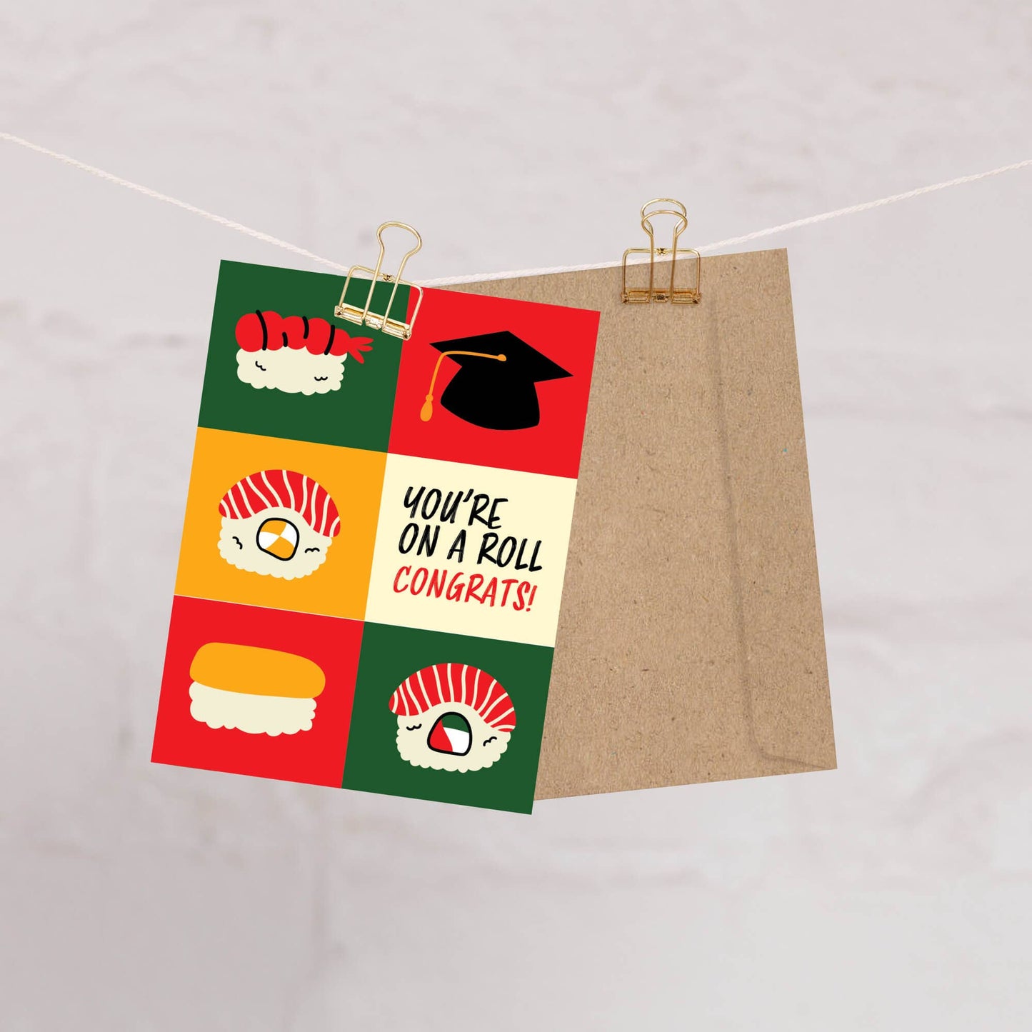 Sushi Graduation Card | Bold Japanese Food Roll Pun Congrats