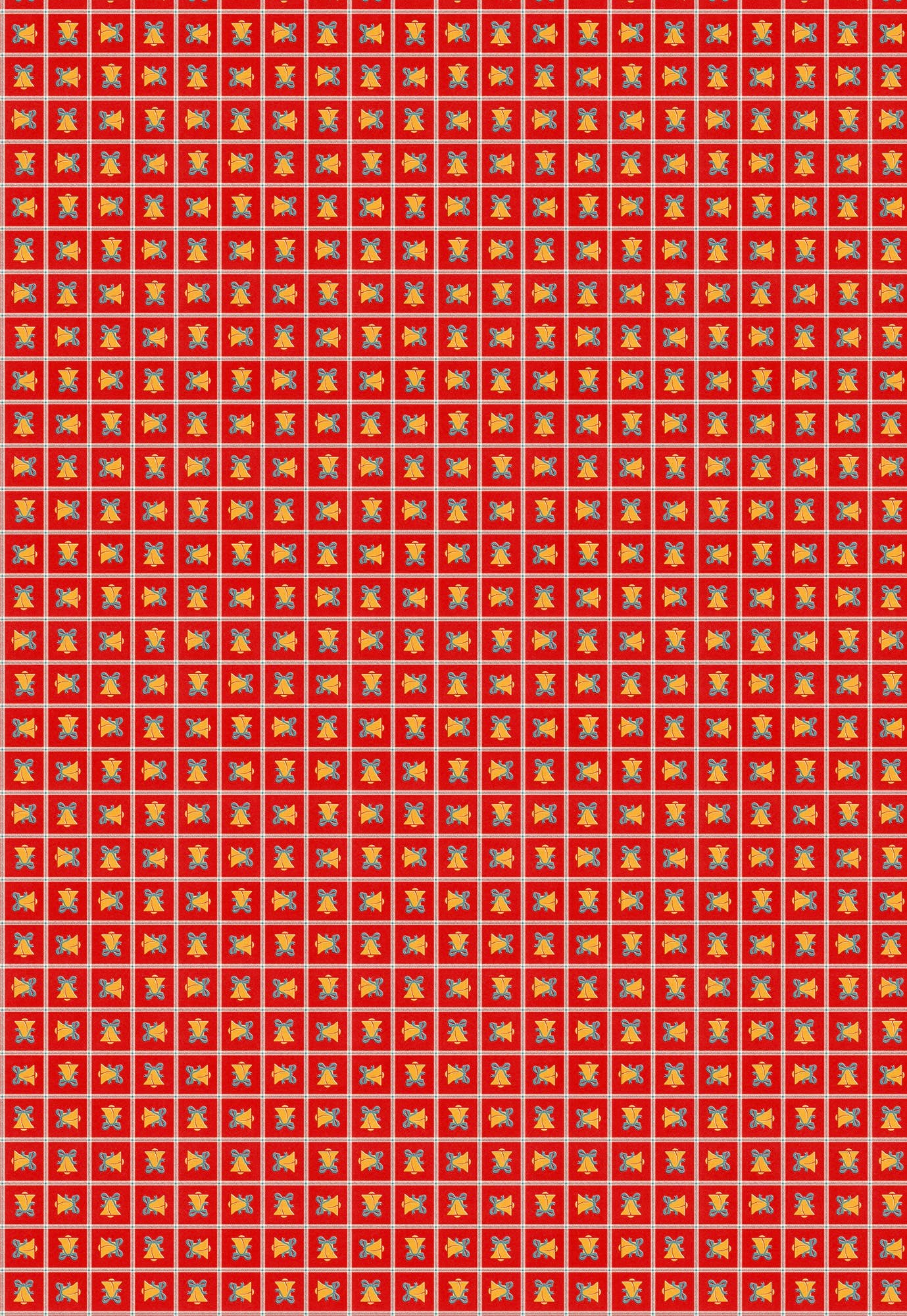 Red Christmas Wrapping Paper Bells - 3 Sheet Roll