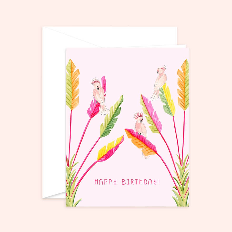 Pink Cockatoo Birthday Card