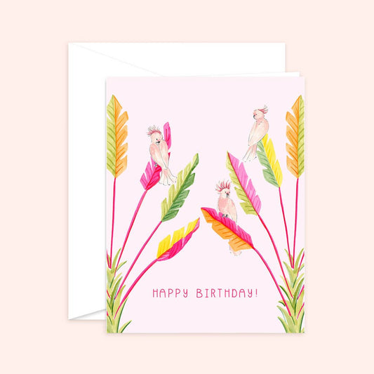 Pink Cockatoo Birthday Card