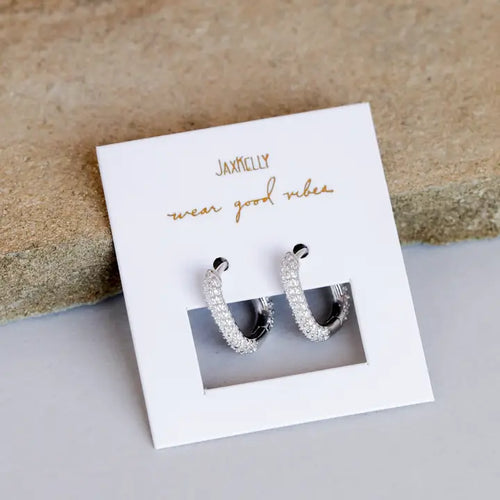 Silver Hoop - Pavé - Earring - Front & Company: Gift Store