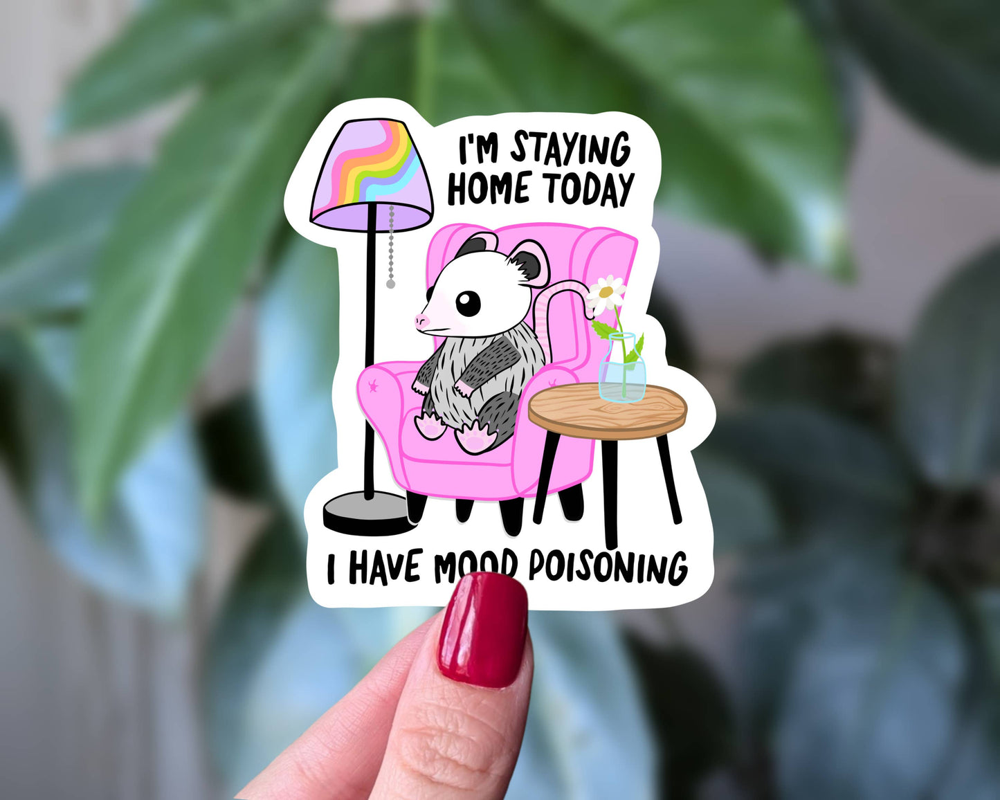 Mood Poisoning Sticker, Funny Possum Mental Health Humor