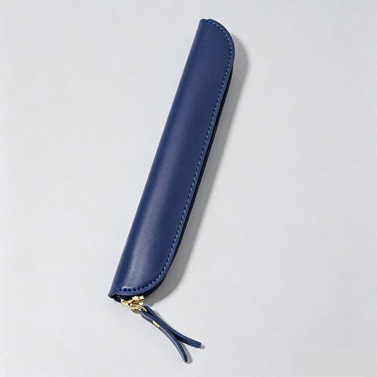 Minimalist Solid Color Faux Leather Pencil Case