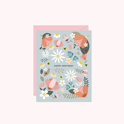Happy Birthday (Sage Floral) | Greeting Card - Front & Company: Gift Store