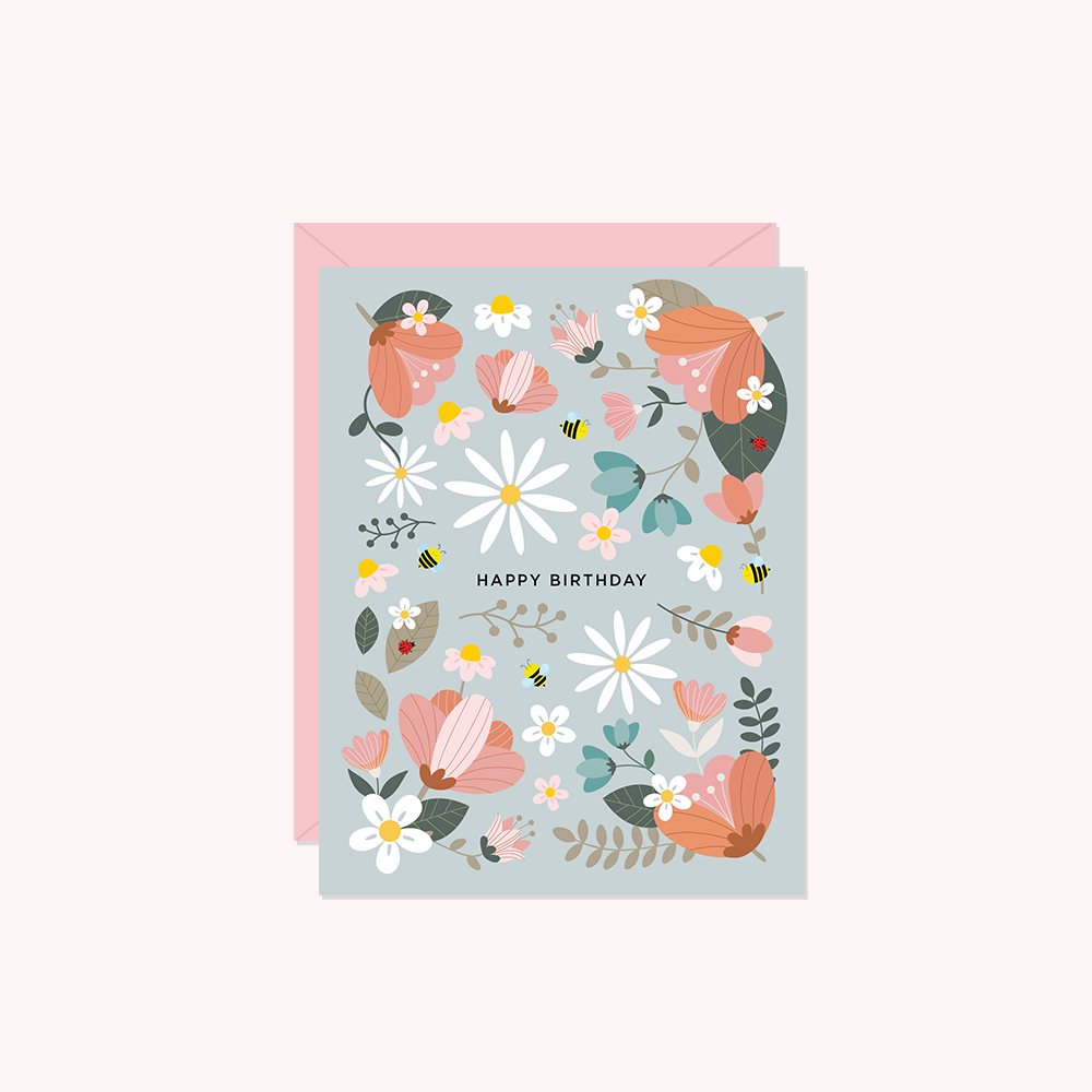 Happy Birthday (Sage Floral) | Greeting Card