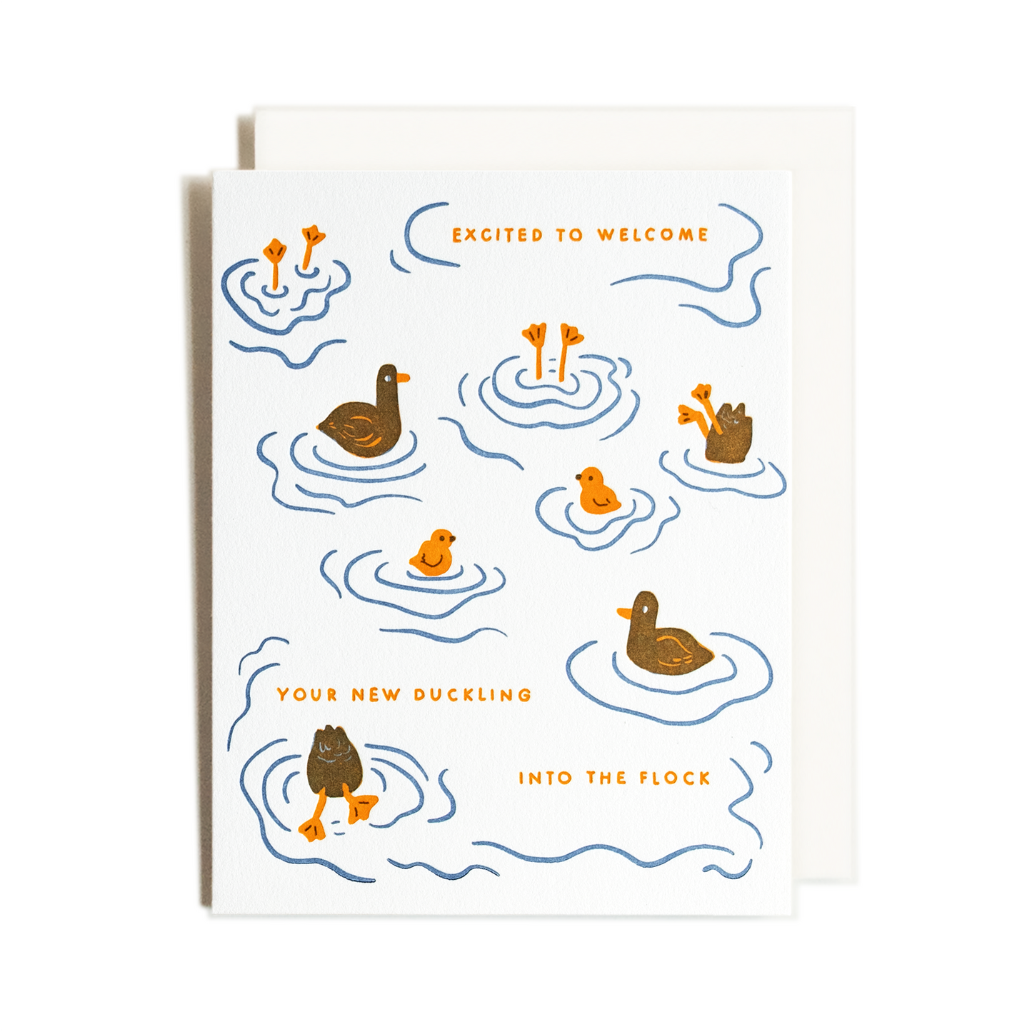 Duckling Flock | New Baby | Letterpress Card