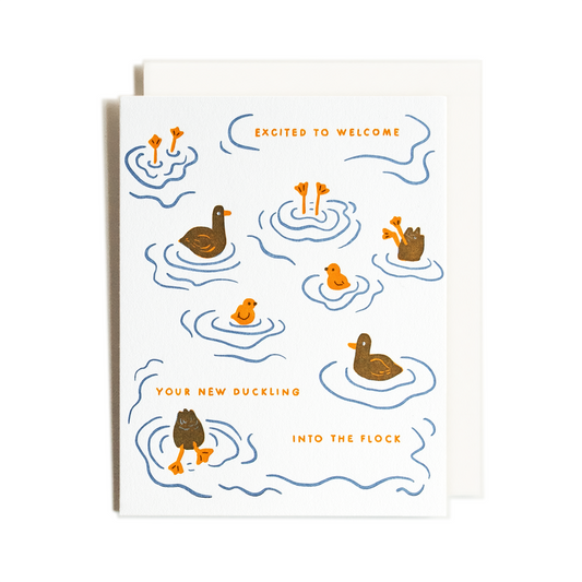 Duckling Flock | New Baby | Letterpress Card