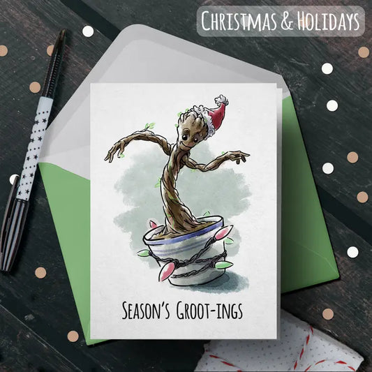 Season's Gootings - Nerdy Superhero Guardian Christmas Card