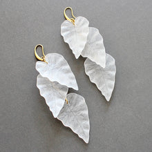 Load image into Gallery viewer, ISLE59 White frosted acrylic leaf shoulder duster earrings
