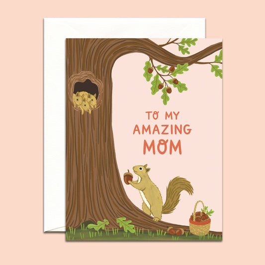 Squirrel Mom and Babies Forest Mothers Day Card