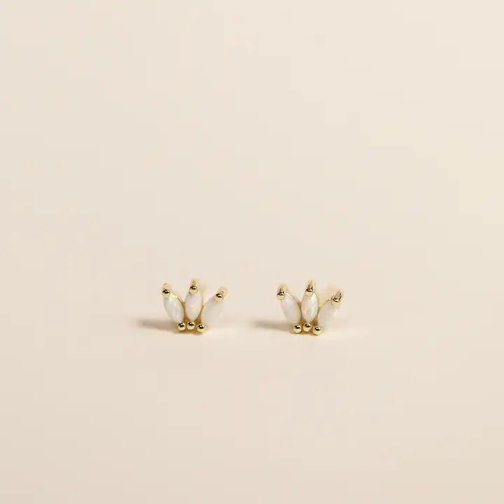 Opal Crown Stud - White - Earring