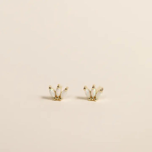 Opal Crown Stud - White - Earring