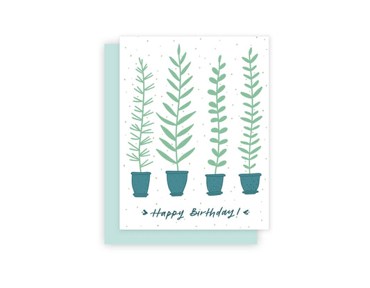 Happy Birthday - Potted Plants Card