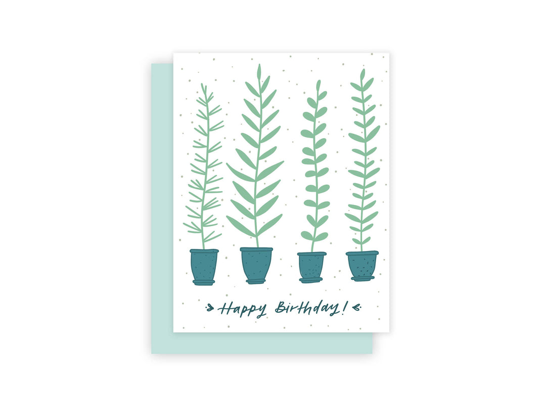 Happy Birthday - Potted Plants Card