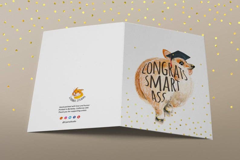 Smart Ass Corgi Grad - Funny Graduation Card