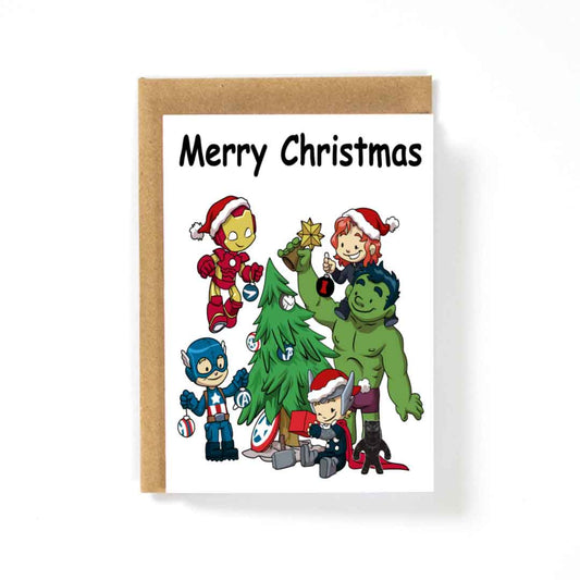 Avengers Hulk Black Panther Merry Christmas Card