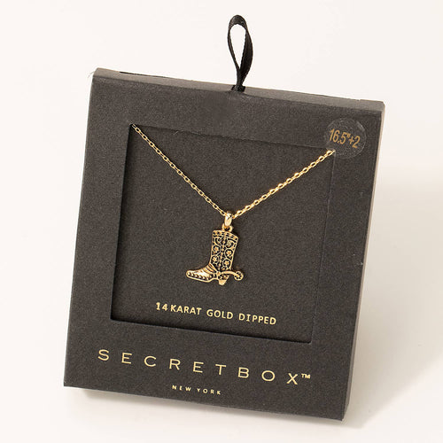 Secret Box Cowboy Boot Pendant Necklace - Front & Company: Gift Store