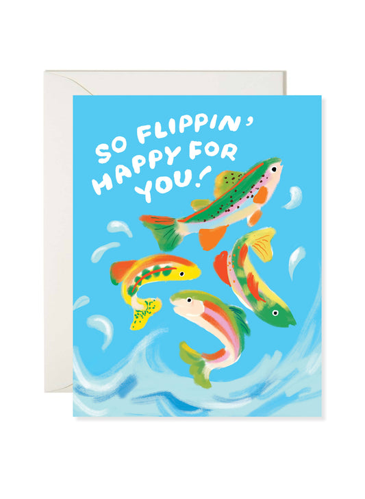 Jumping Trout – Funny Fish Congratulations Card