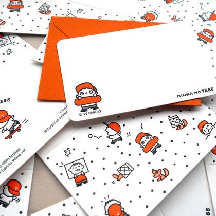 Sanrio letterpress mini card - Minna no Tabo (set of 2)