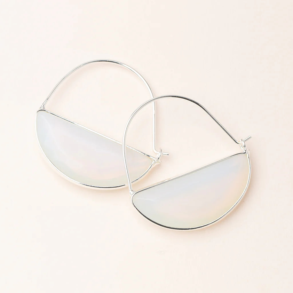 Stone Prism Hoop Earring -  Opalite/Silver