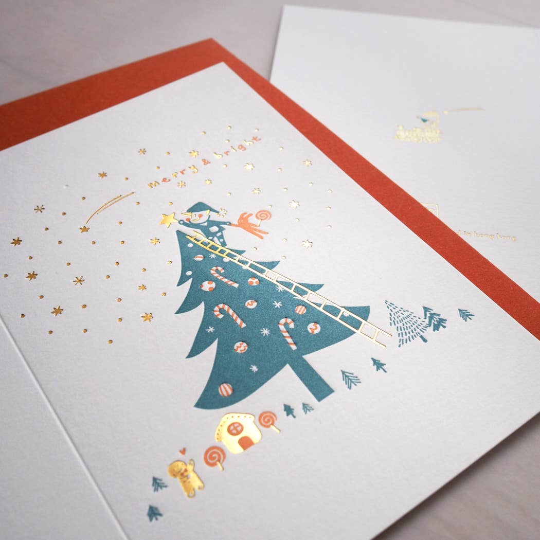 Letterpress christmas card : catching star