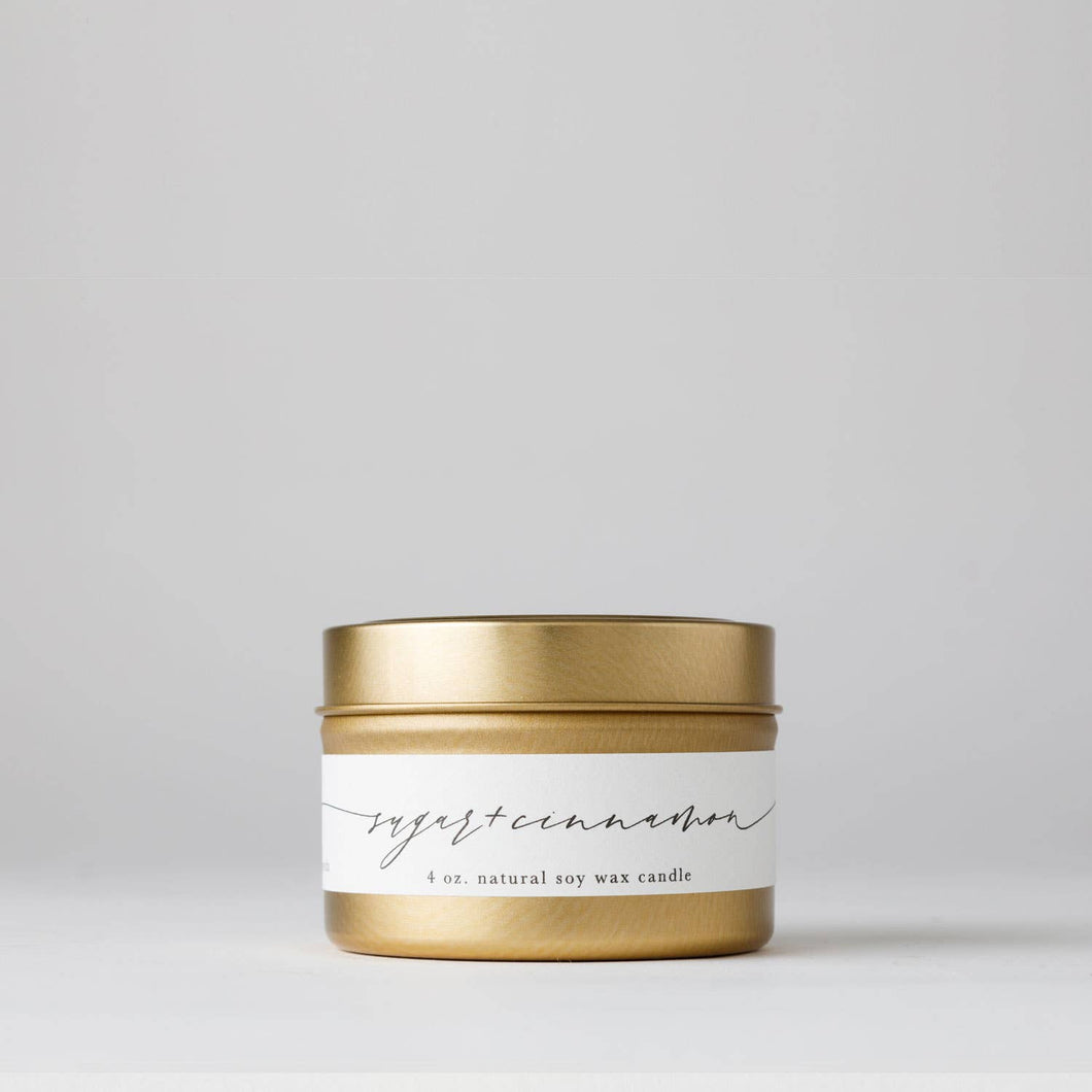 Sugar + Cinnamon : Tin Soy Candle  ( Holiday Christmas )