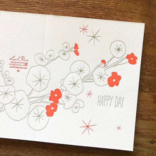 Nasturtiums Happy Birthday Letterpress Card