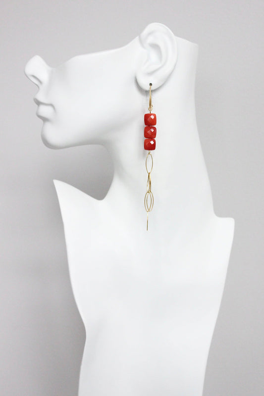 GNDE123E red fringe earrings