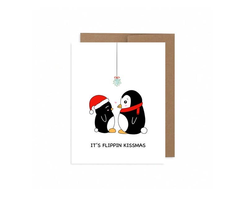 It's Flippin Kissmas | Penguin Christmas Card