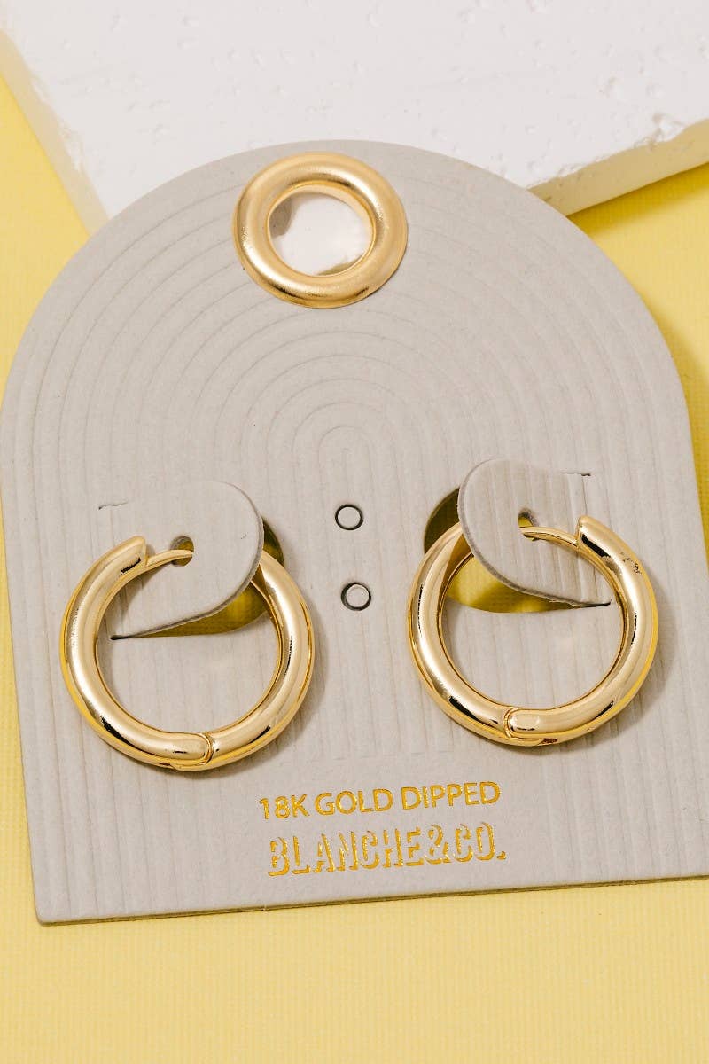 Gold Dipped Tube Hinge Hoop Earrings