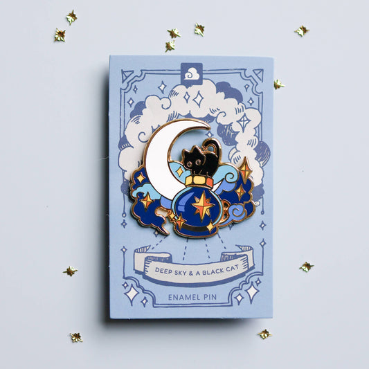 Enamel Pin - Deep Sky and a Black Cat