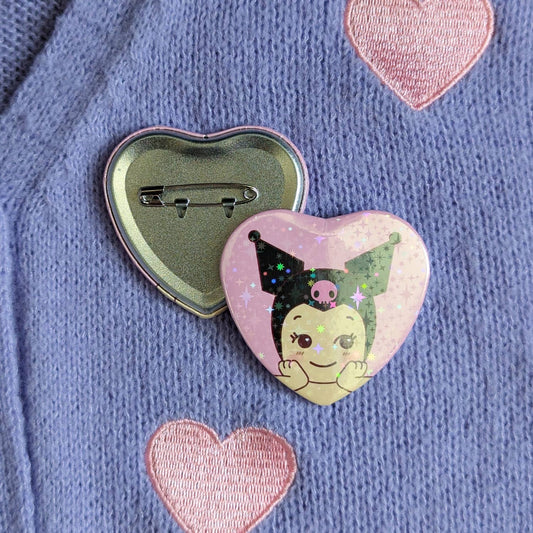 Kuromi Baby Sparkle Heart Button