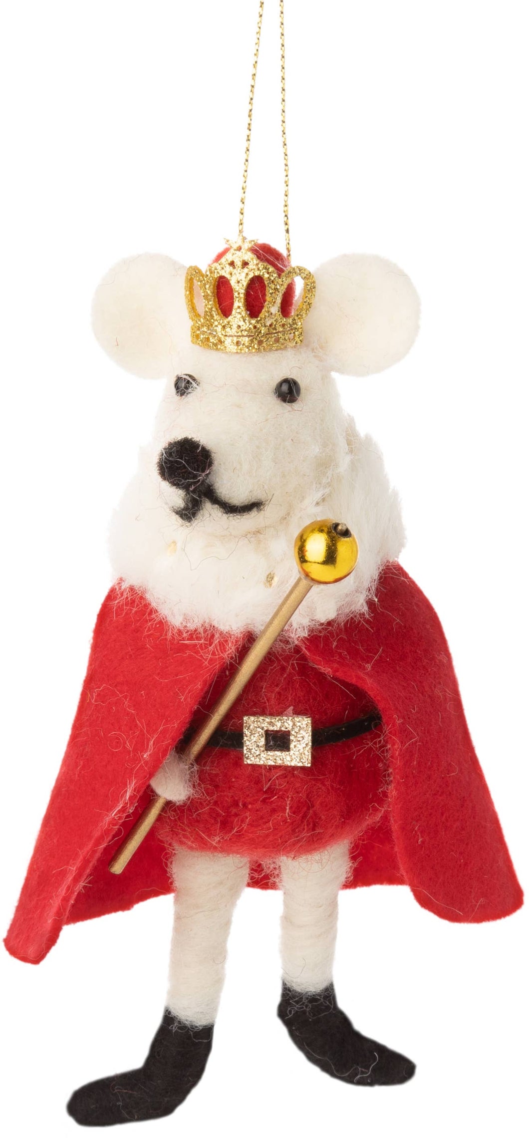 Felt Mouse Ornament:  Mouse King with cape