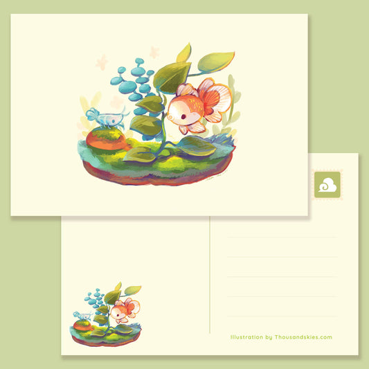 Postcard Oranda and Shrimp
