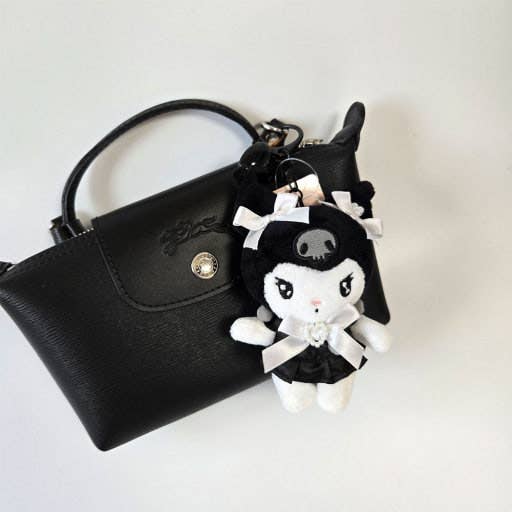 New Limited- Sanrio Black Heart Ribbon Plush Keyring