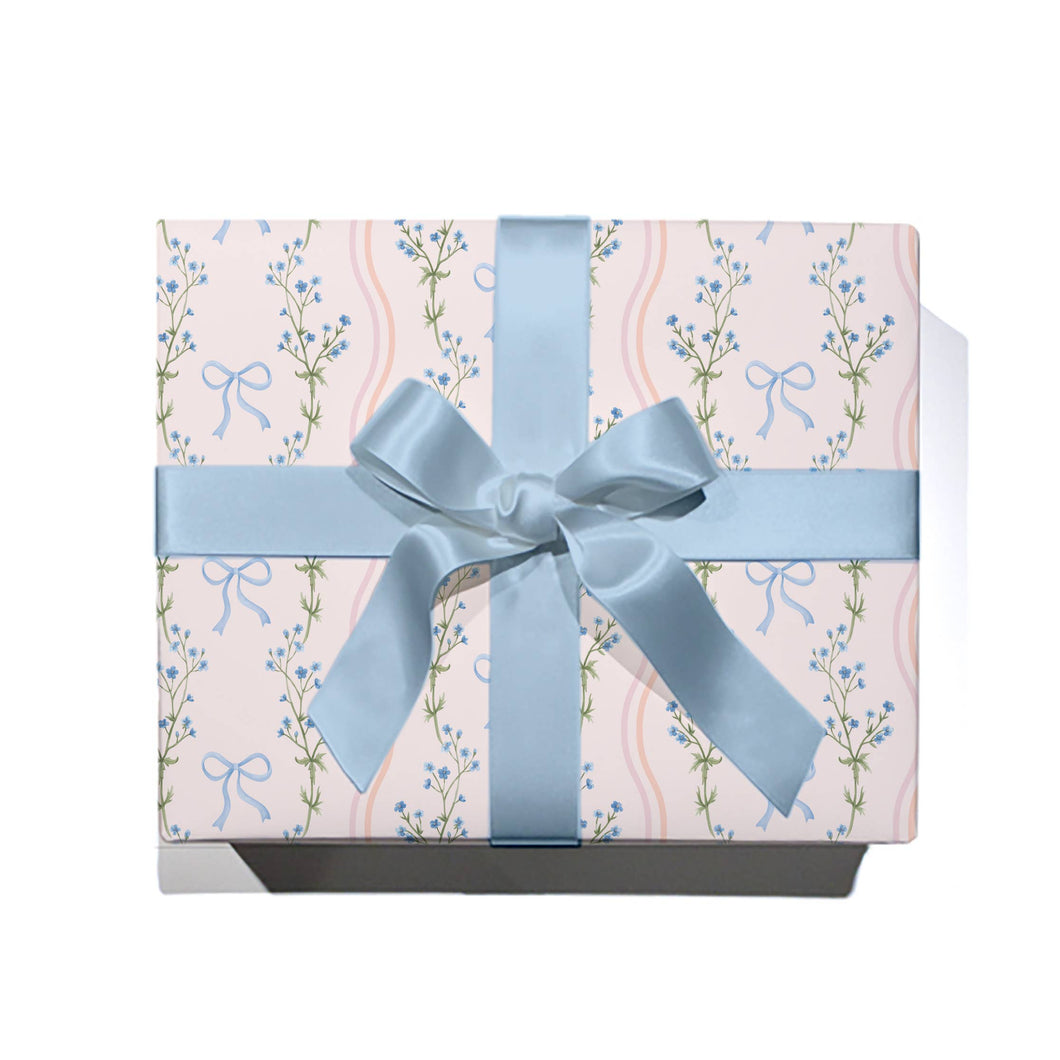 Watercolor Bow Wavy Stripe Wrapping Paper - Single Sheet