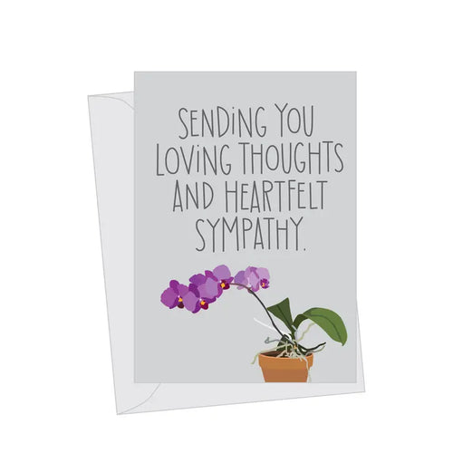 Mini Sympathy Purple Orchid, Folded Enclosure Card - Front & Company: Gift Store