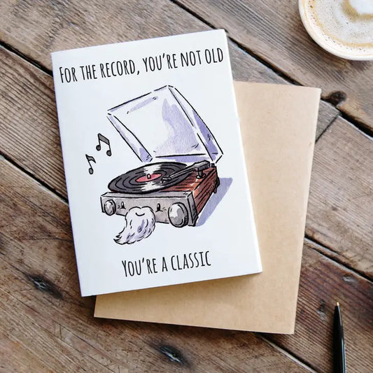 "For the Record" - Music Lover Dad Joke Pun Fathers Day Card