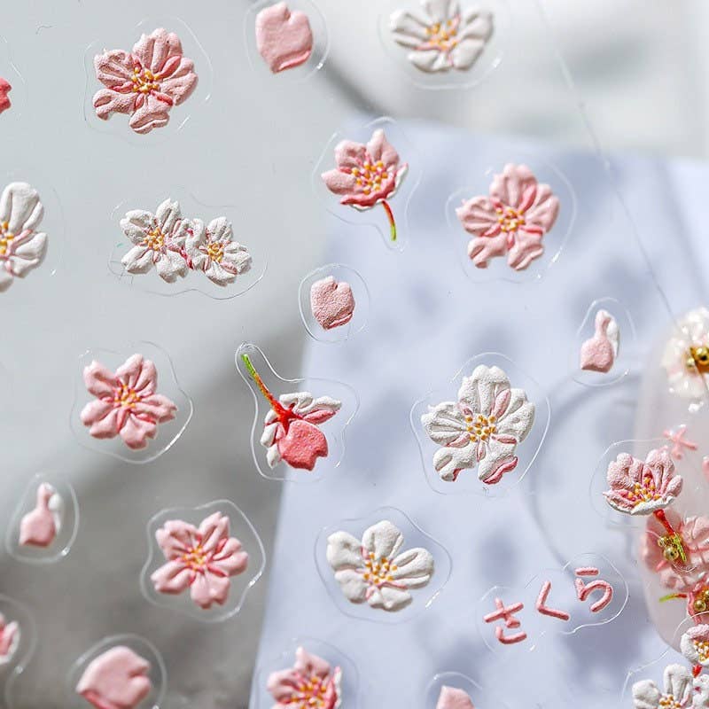 Elegant Pink Cherry Blossom Spring Nail Stickers