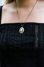 Load image into Gallery viewer, Cameo Locket Necklace - Ivory and Black Flower
