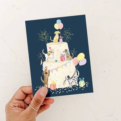 Party Dog Cake Birthday Card