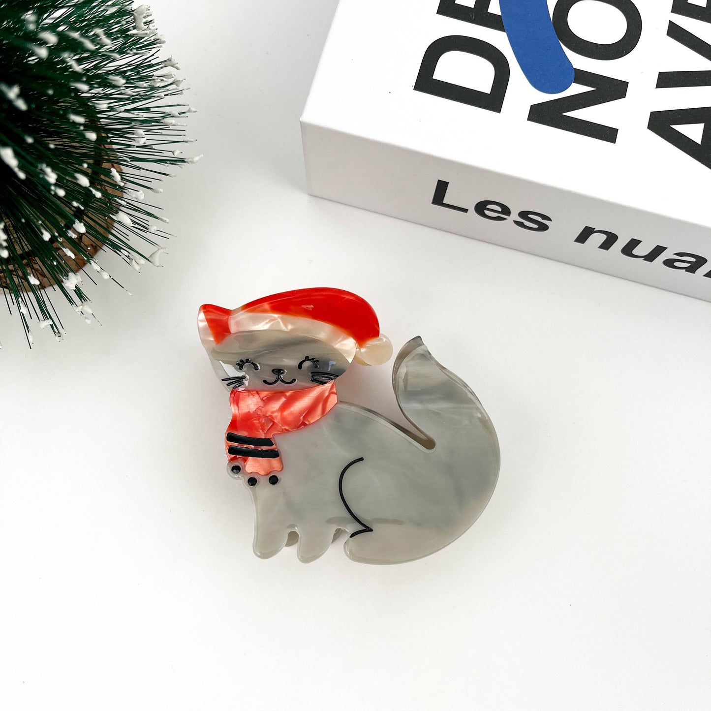 Christmas Cat Claw Clip, Christmas Series Acetate Hair Clip