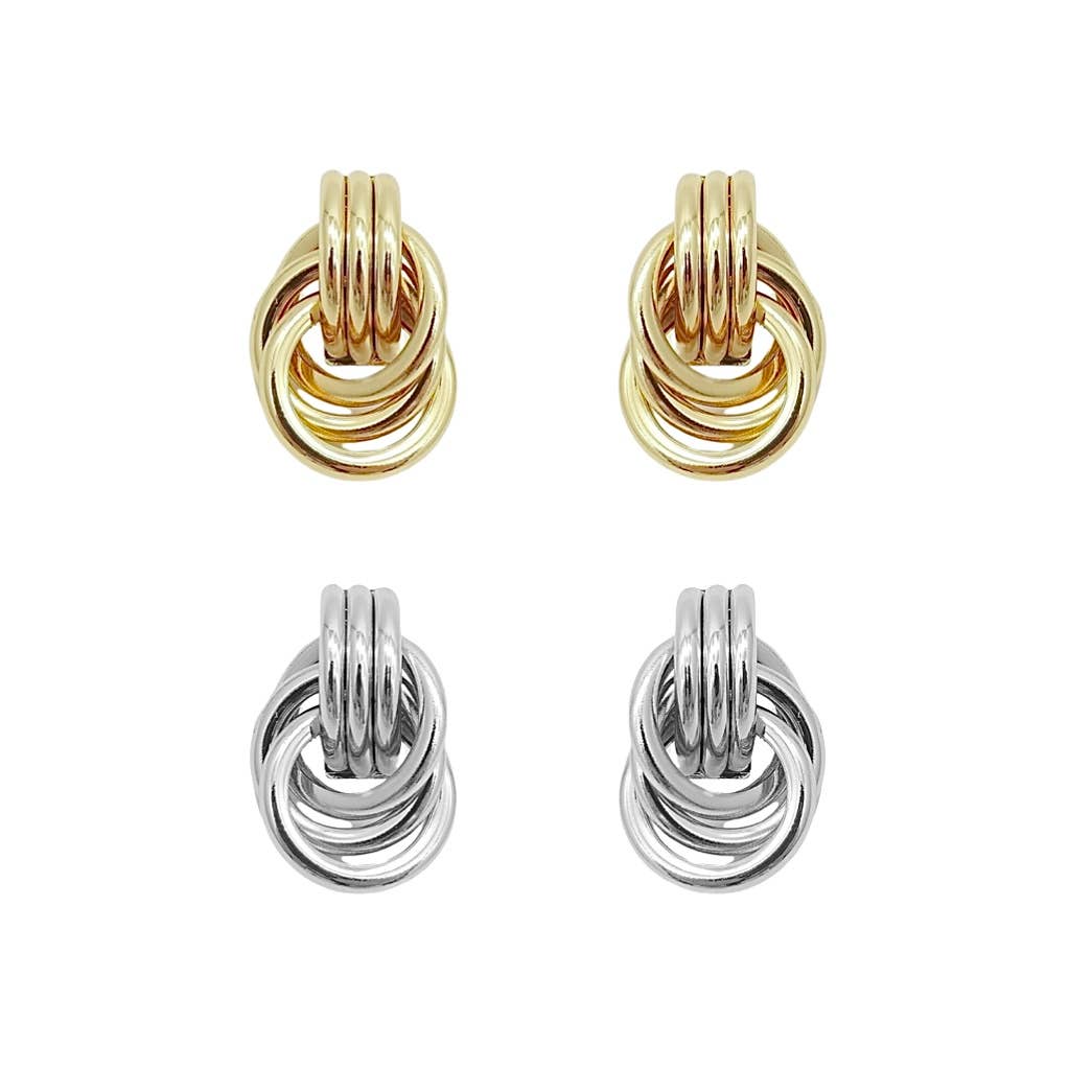 Dangling Triple Knot Stud Earrings
