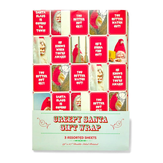Creepy Santa Mixed Gift Wrapping Paper Set