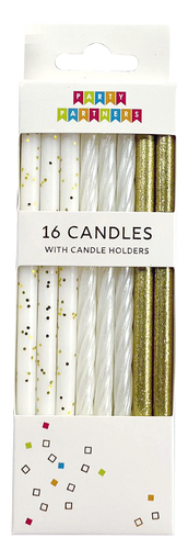 Gold & White Glitter 16 Candle set - Front & Company: Gift Store